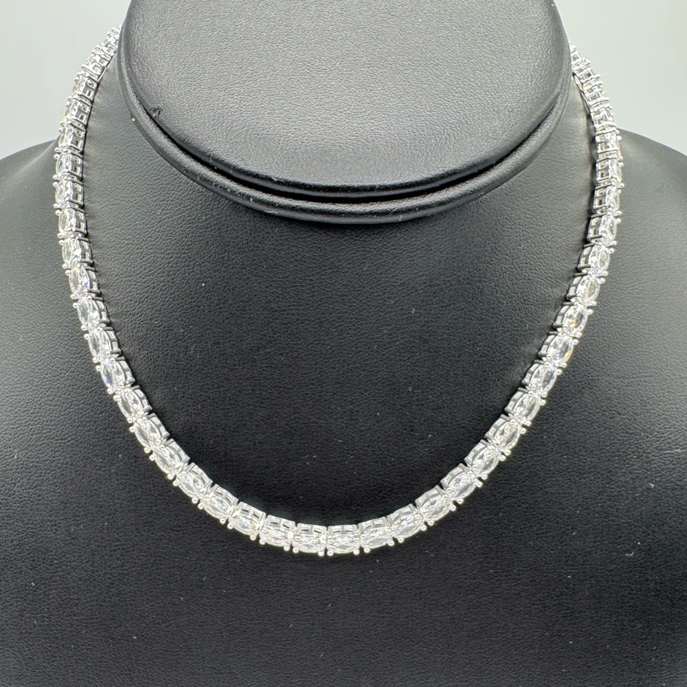 28ct Oval Tennis Necklace - Picture 7 of 15